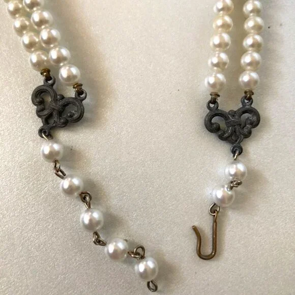 vintage two strand faceted AB glass beads choker necklace - Picture 4 of 6